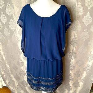 SLNY Navy Blue and Silver Dress Size 12